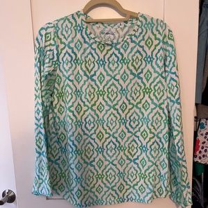 IBKUL Womans Print Long Sleeve Crew Neck Top